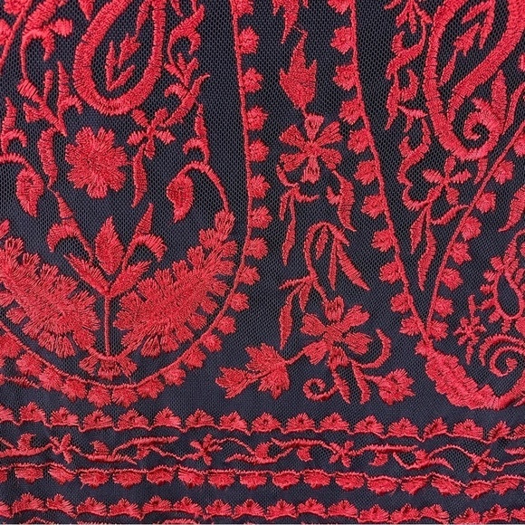 SUNDANCE Velvet Lace Enchantress Top Paisley Long Sleeve Folk Cottage Core Scoop - Picture 7 of 9